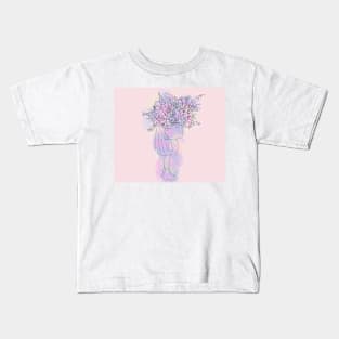 watercolor girl holding flowers Kids T-Shirt